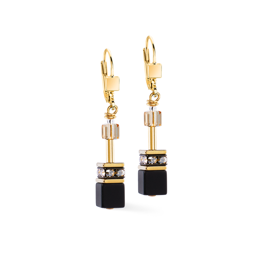 Boucles d'oreilles GeoCUBE® Onyx noir-or