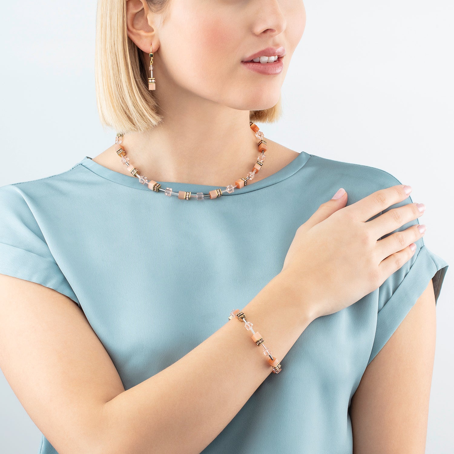 Collier GeoCUBE® Iconic Mono Or Apricot Crush