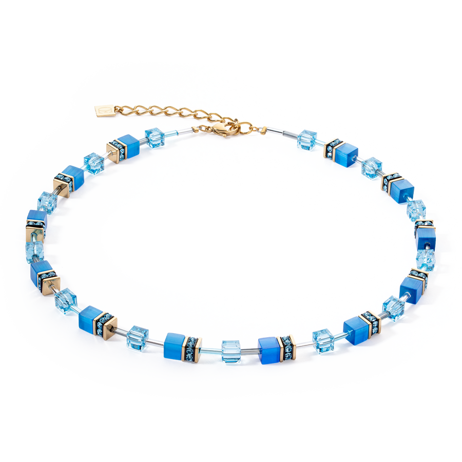 Collier GeoCUBE® Iconic Mono Or turquoise