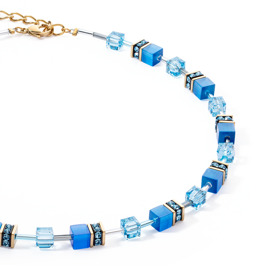 Collier GeoCUBE® Iconic Mono Or turquoise