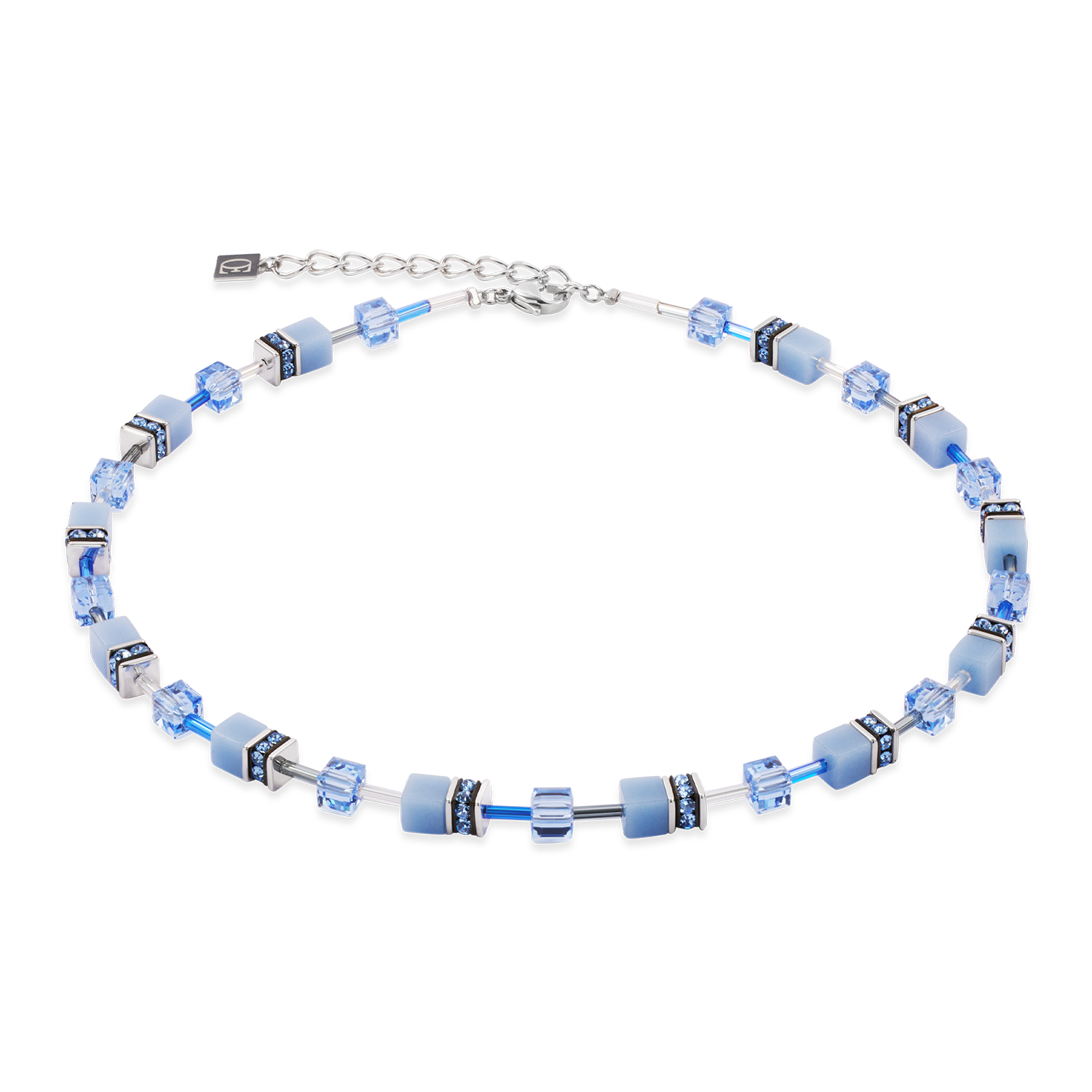 Collier GeoCUBE® Iconic Mono Argent bleu