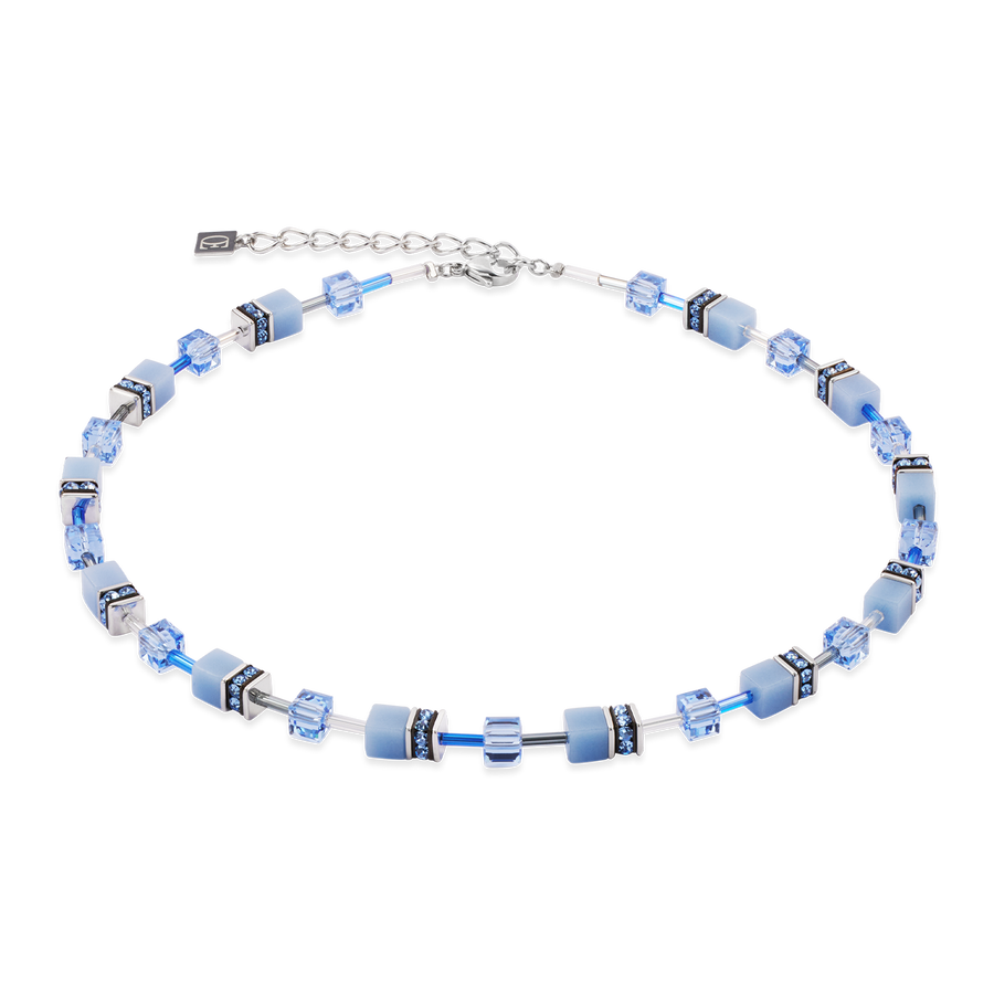 Collier GeoCUBE® Iconic Mono Argent bleu