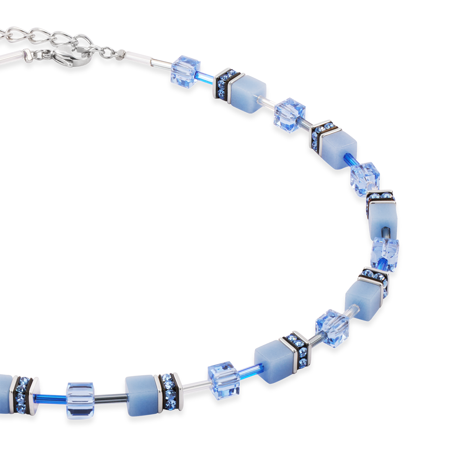 Collier GeoCUBE® Iconic Mono Argent bleu