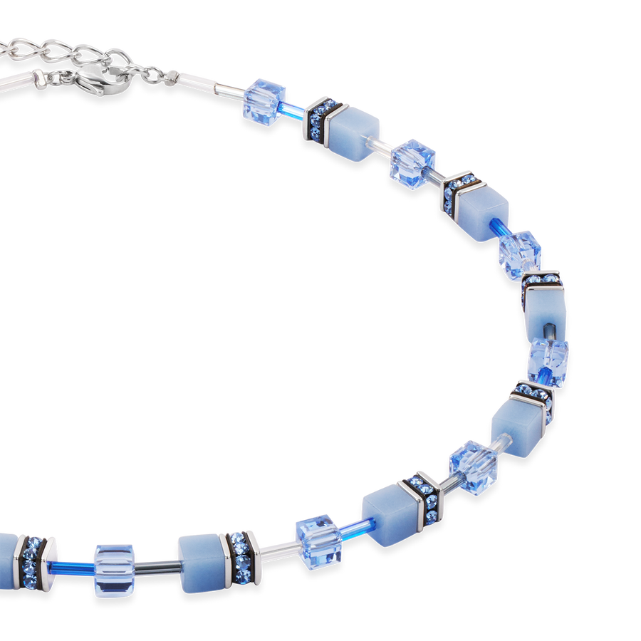 Collier GeoCUBE® Iconic Mono Argent bleu