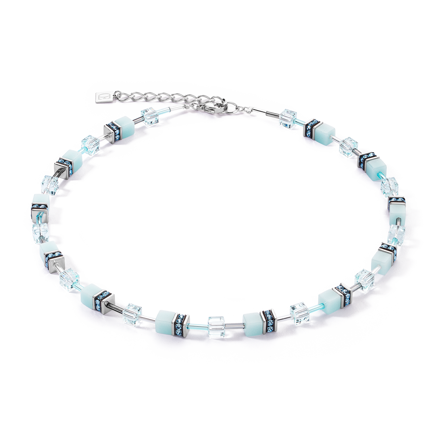 Collier GeoCUBE® Iconic Mono Or bleu glacier