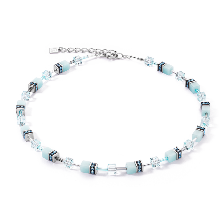 Collier GeoCUBE® Iconic Mono Or bleu glacier