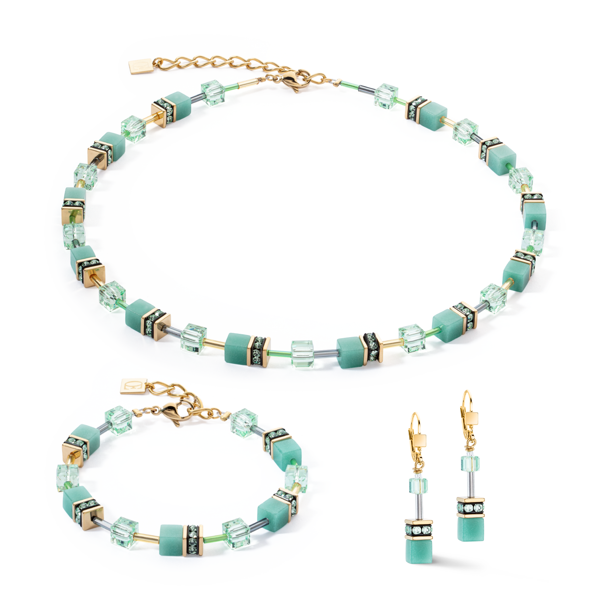 Boucles d'oreilles GeoCUBE® Iconic Mono Or vert