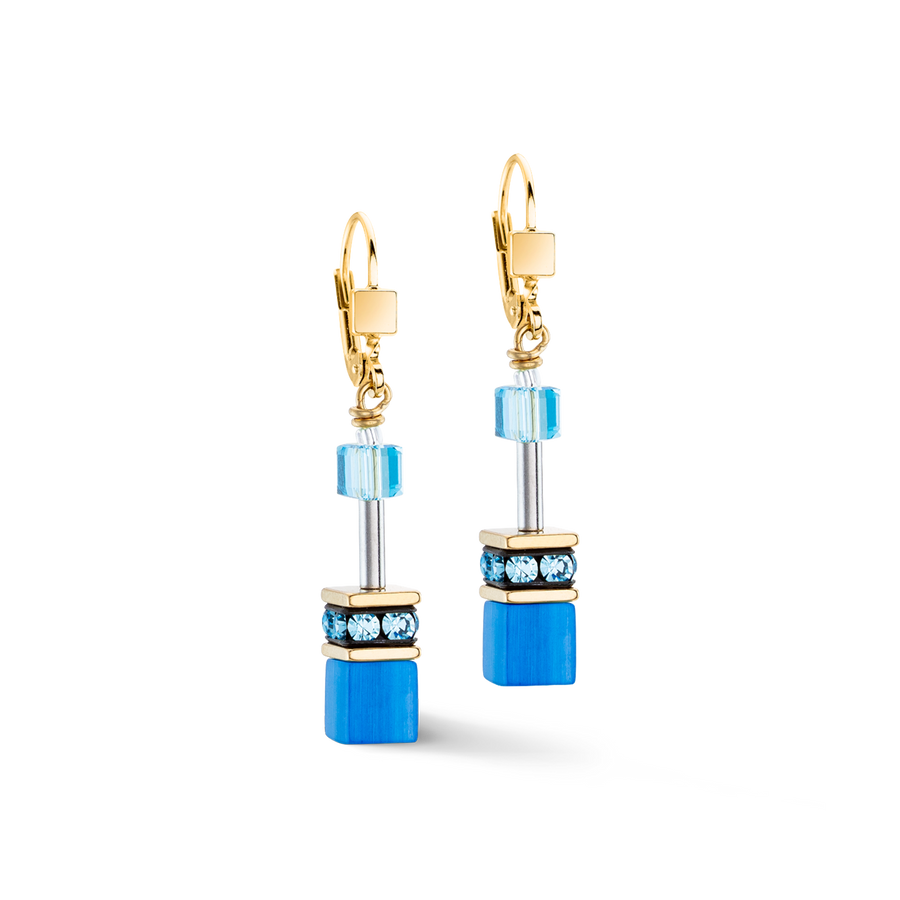 Boucles d'oreilles GeoCUBE® Iconic Mono Or turquoise