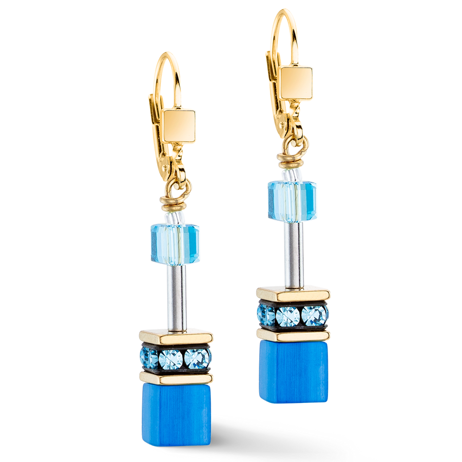 Boucles d'oreilles GeoCUBE® Iconic Mono Or turquoise