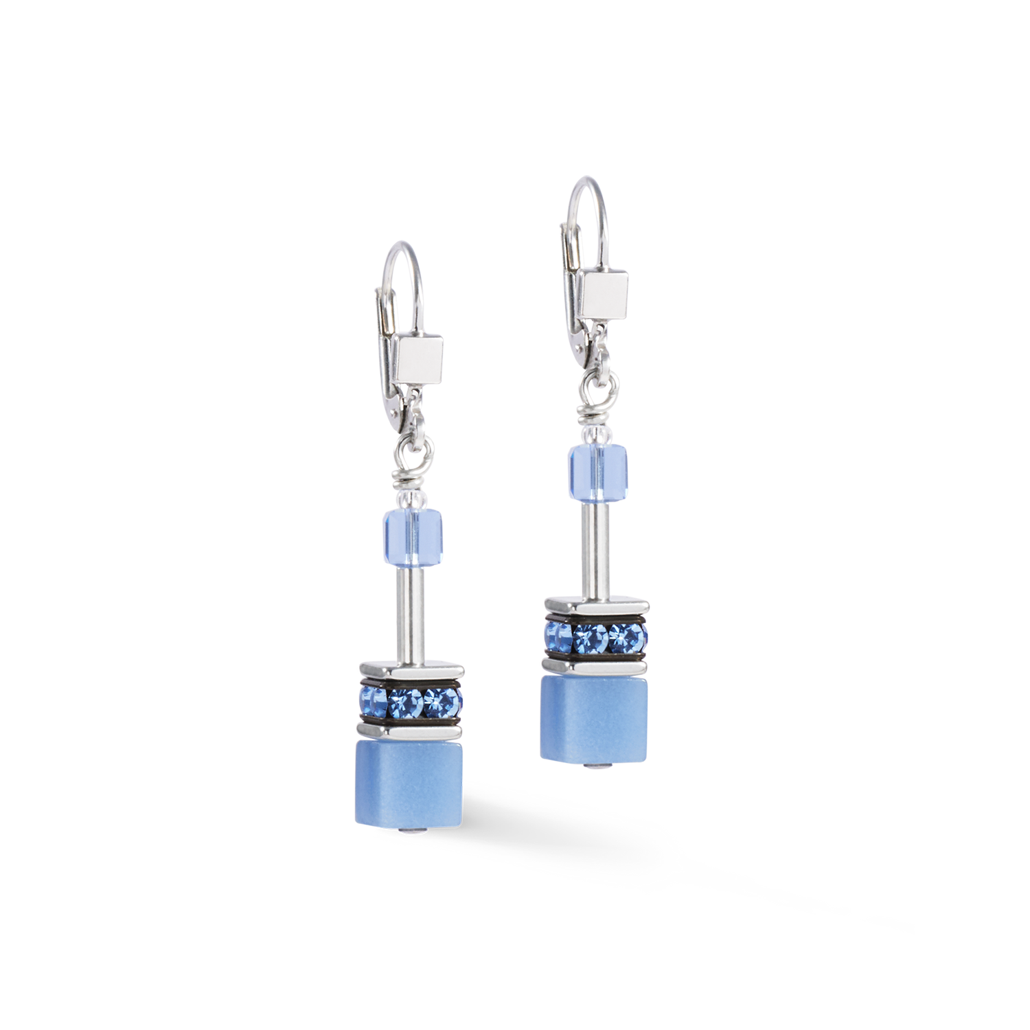 Boucles d'oreilles GeoCUBE® Iconic Mono Argent bleu