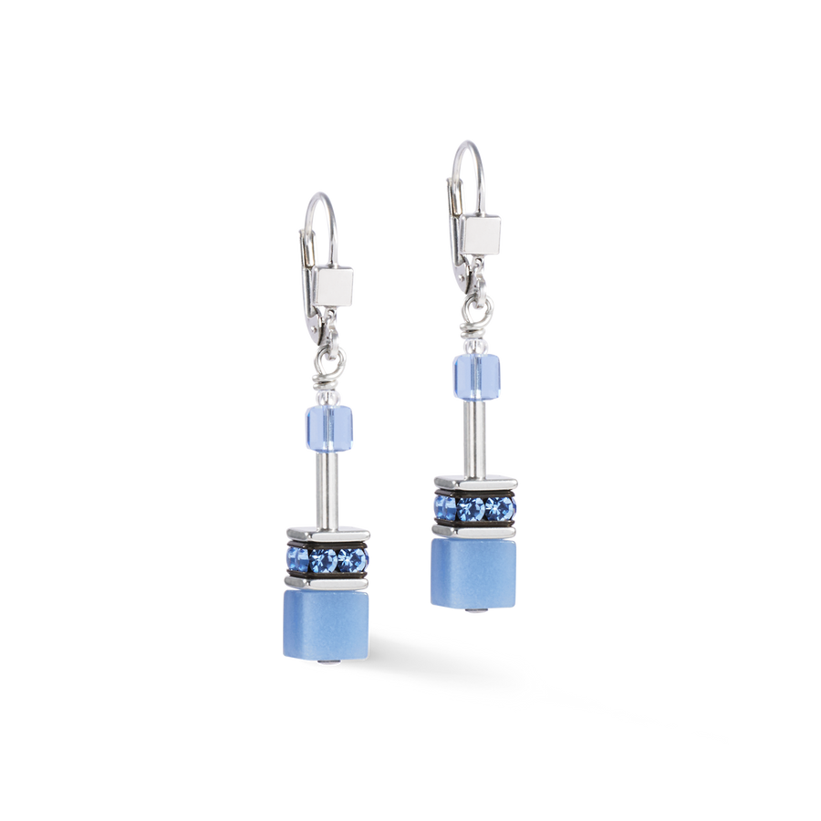 Boucles d'oreilles GeoCUBE® Iconic Mono Argent bleu