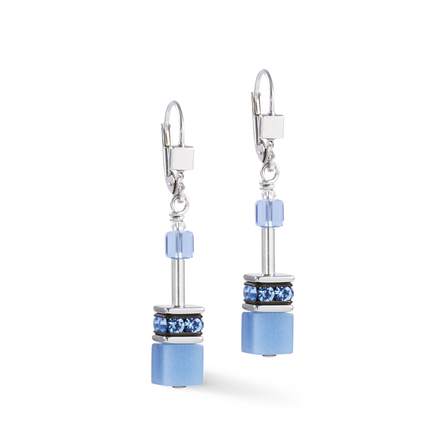 Boucles d'oreilles GeoCUBE® Iconic Mono Argent bleu
