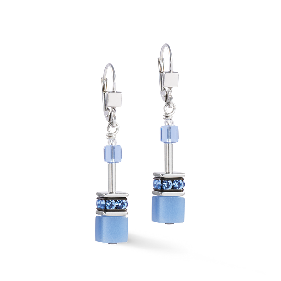 Boucles d'oreilles GeoCUBE® Iconic Mono Argent bleu