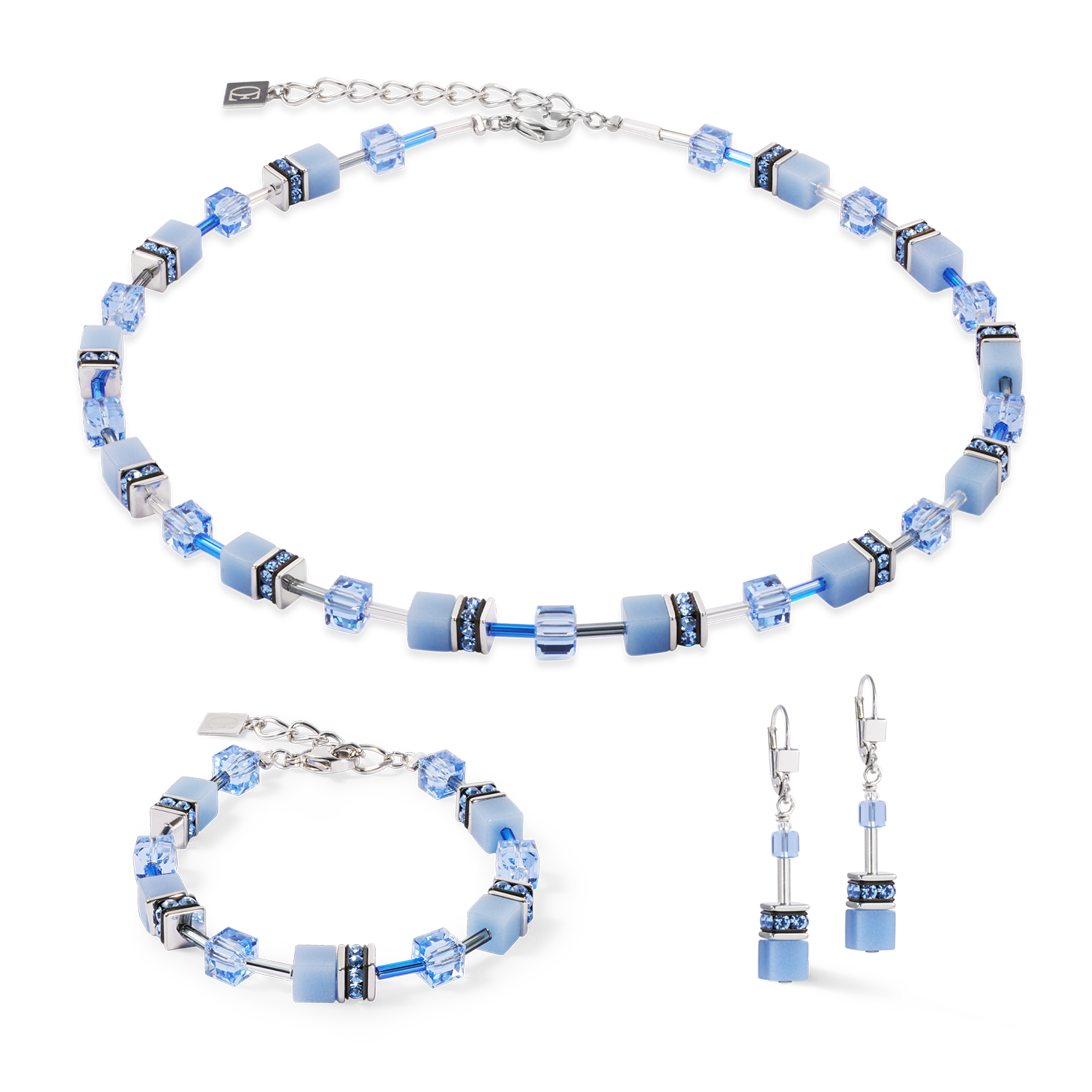 Boucles d'oreilles GeoCUBE® Iconic Mono Argent bleu