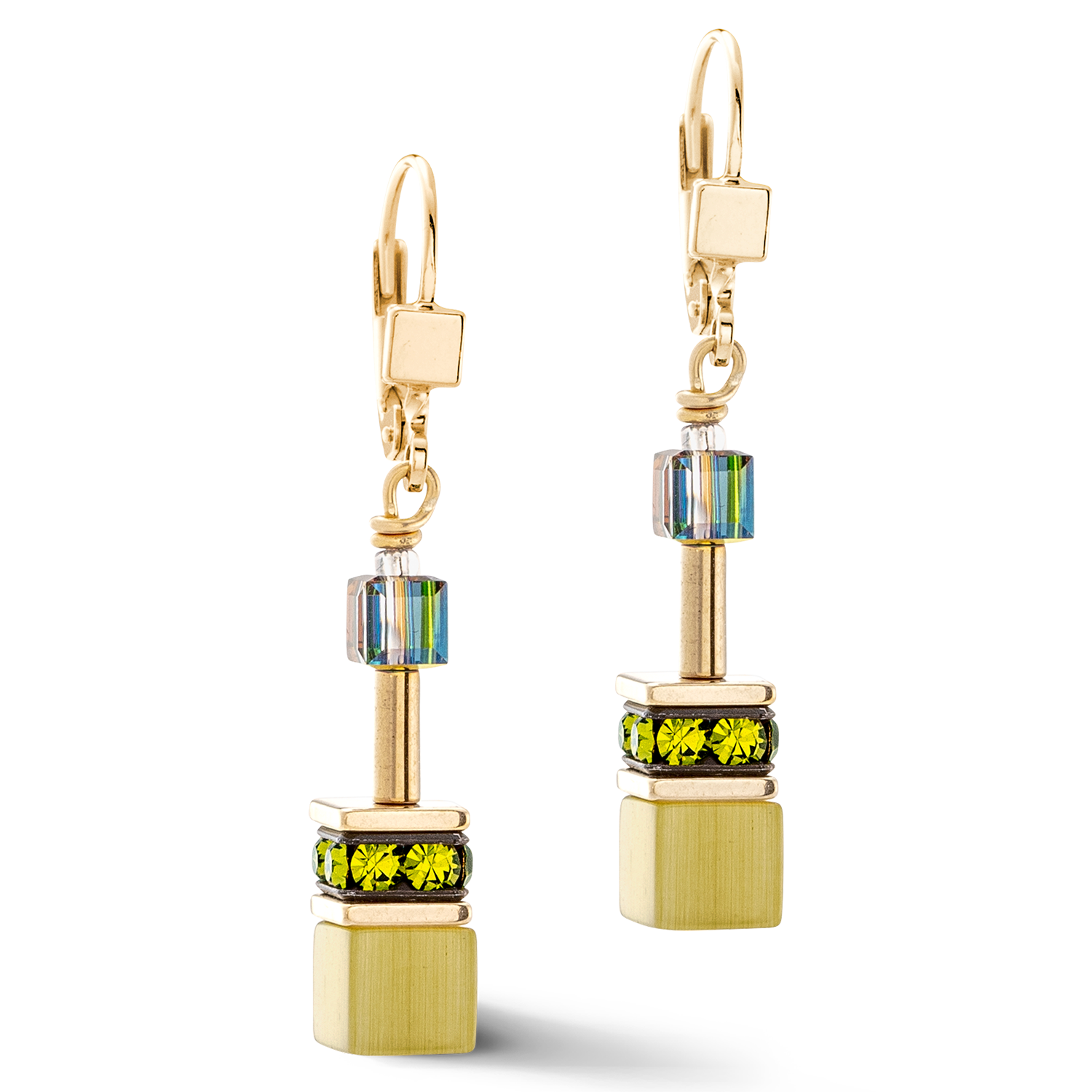 Boucles d'oreilles GeoCUBE® Iconic Mono Or olive