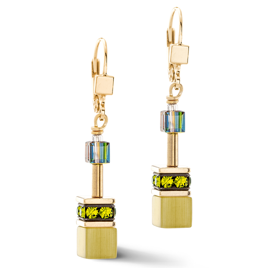 Boucles d'oreilles GeoCUBE® Iconic Mono Or olive