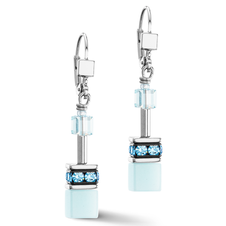 Boucles d'oreilles GeoCUBE® Iconic Mono Or bleu glacier