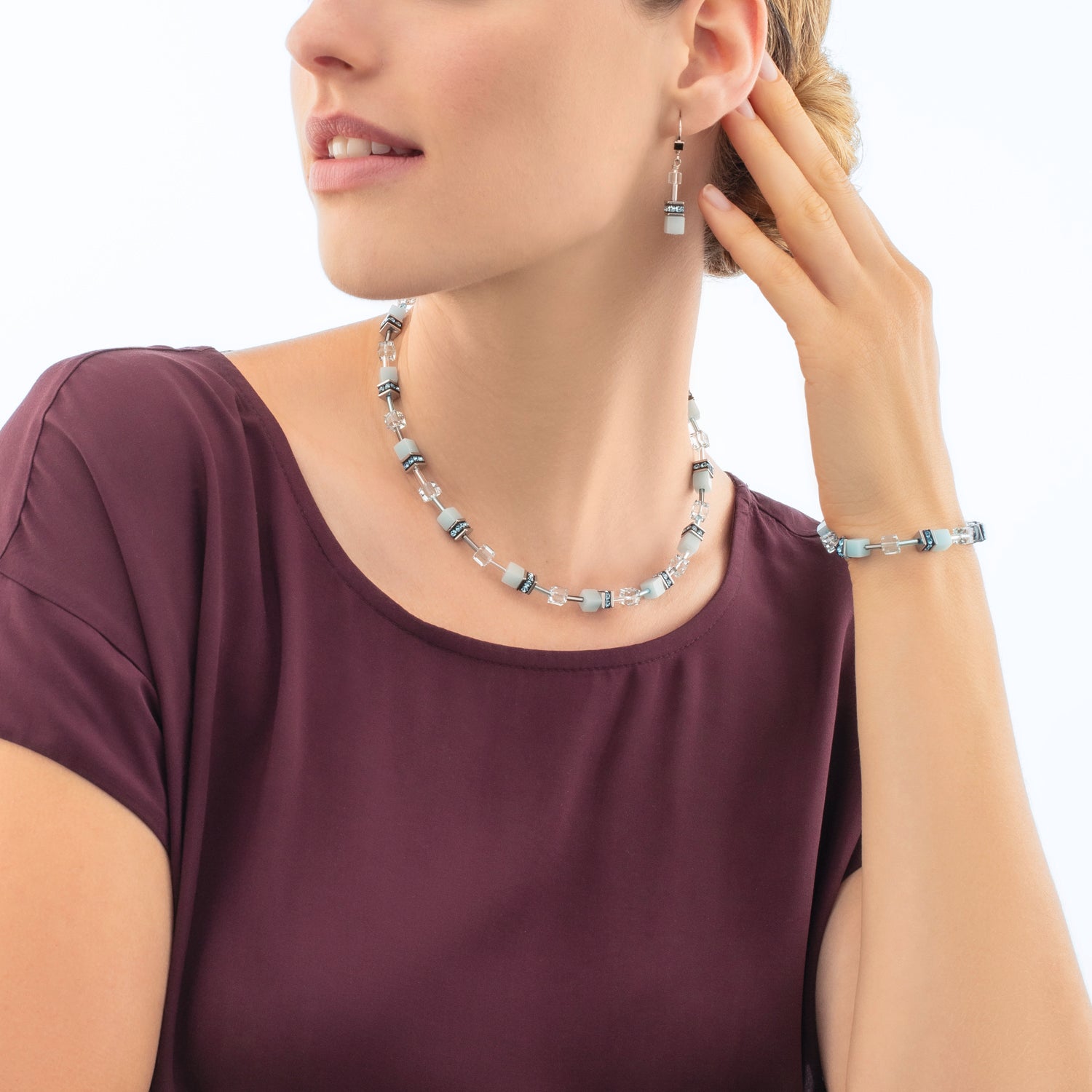 Boucles d'oreilles GeoCUBE® Iconic Mono Or bleu glacier