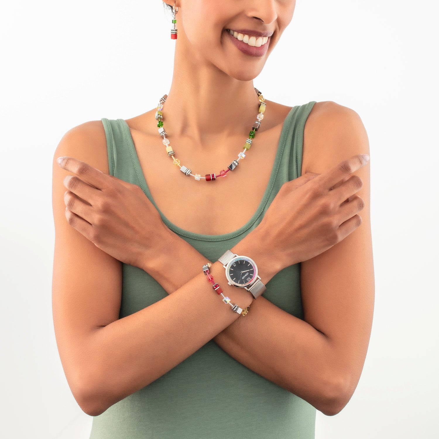 Collier GeoCUBE® Iconic rouge-vert