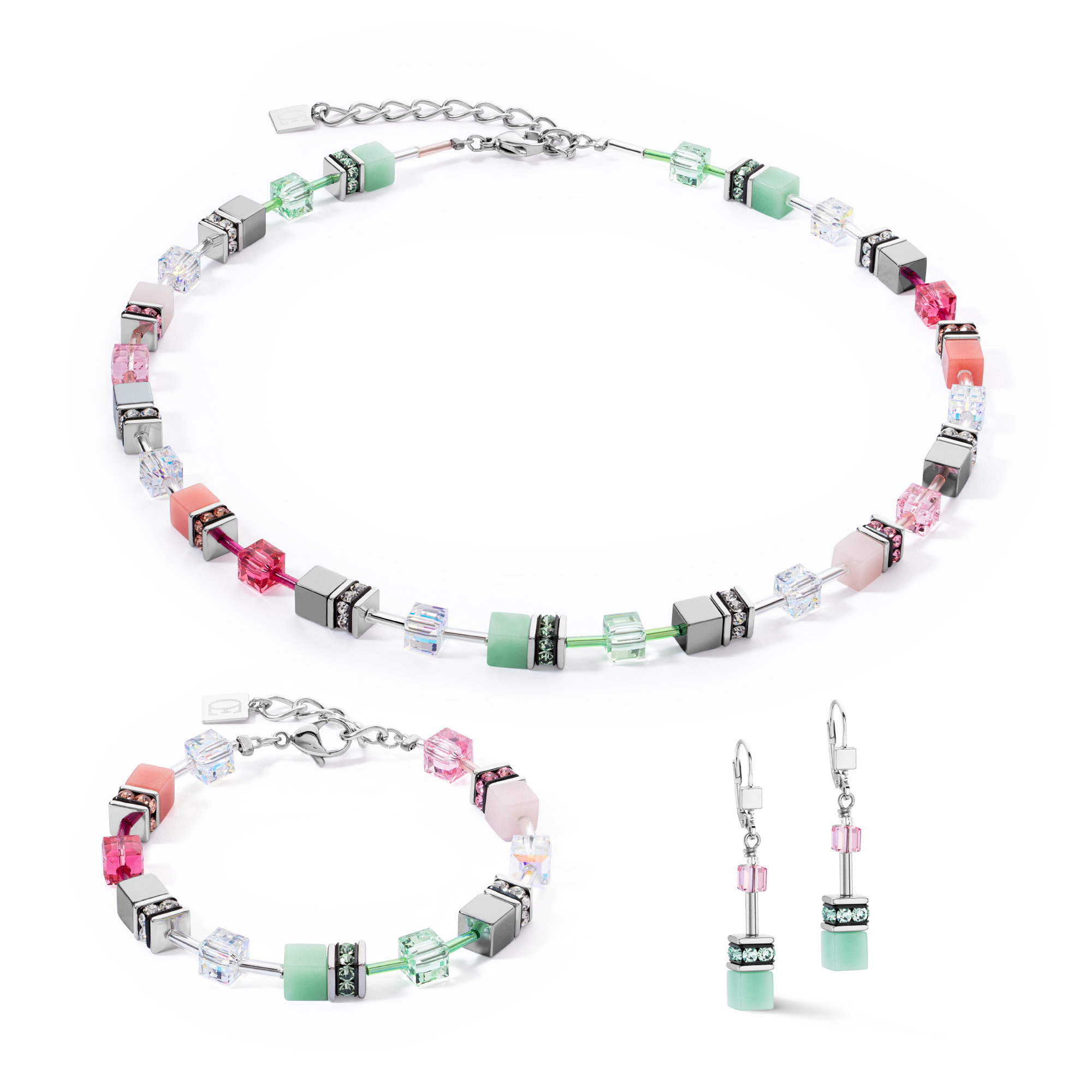 Collier GeoCUBE® Iconic vert rose