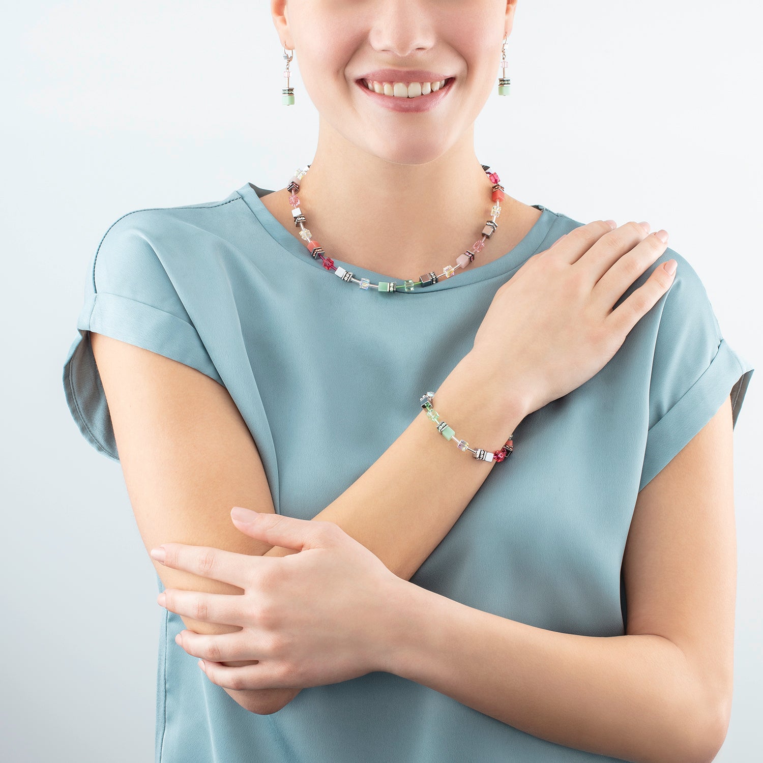 Collier GeoCUBE® Iconic vert rose