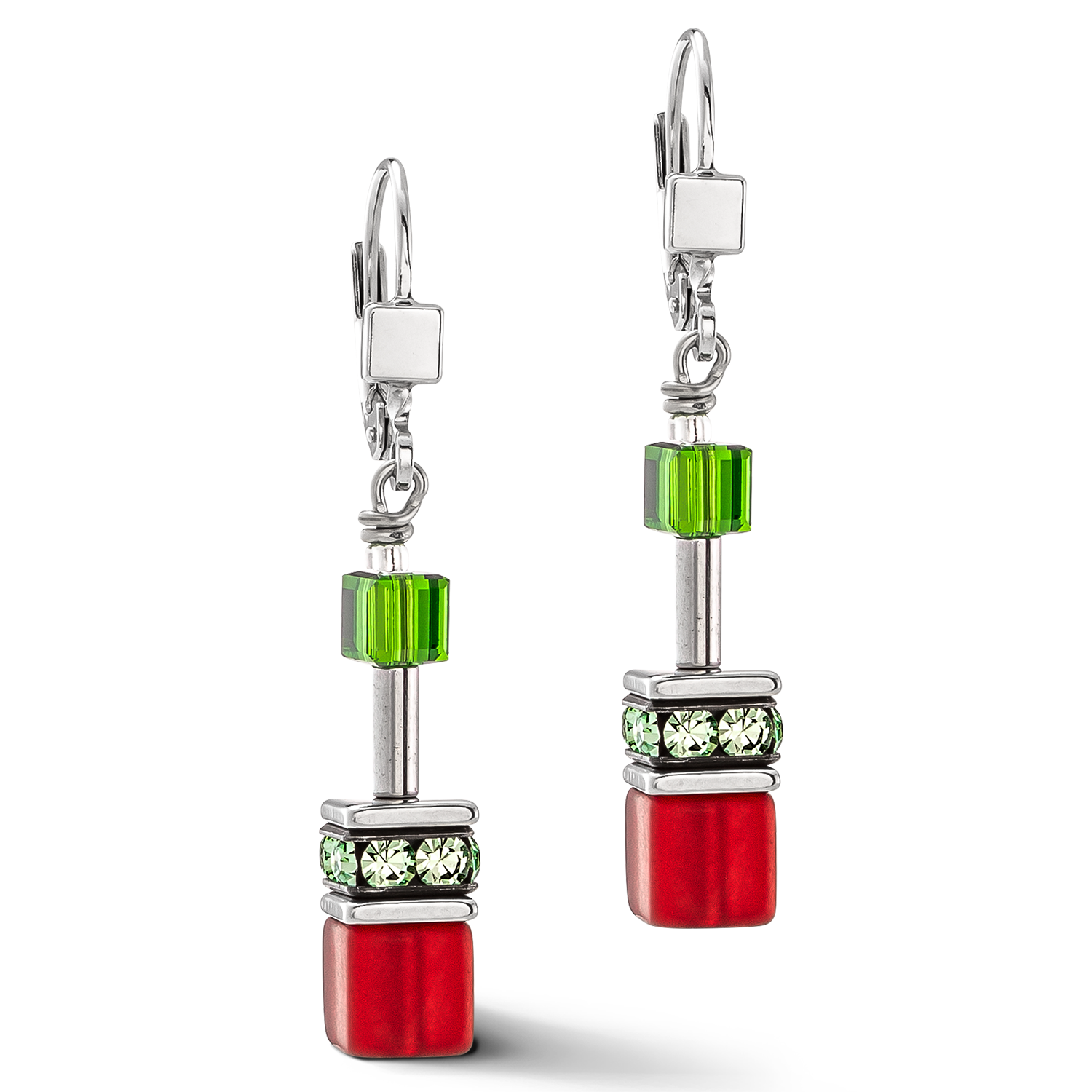 Boucles d'oreilles GeoCUBE® Iconic rouge-vert