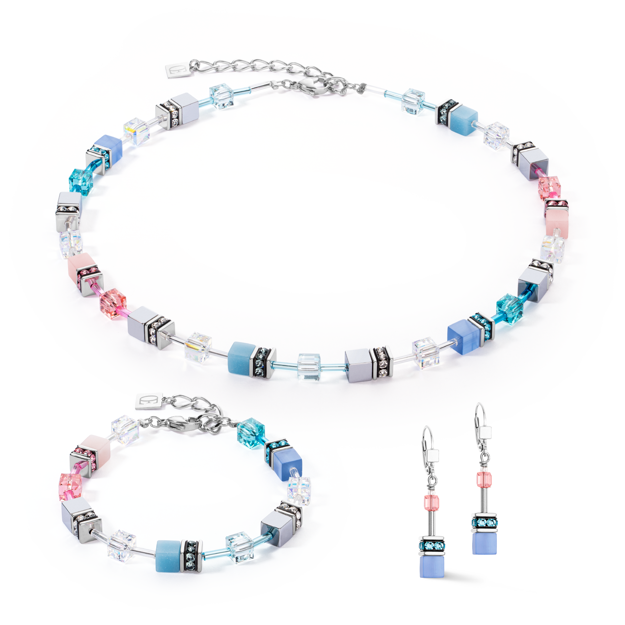 Boucles d'oreilles GeoCUBE® Iconic bleu-rose
