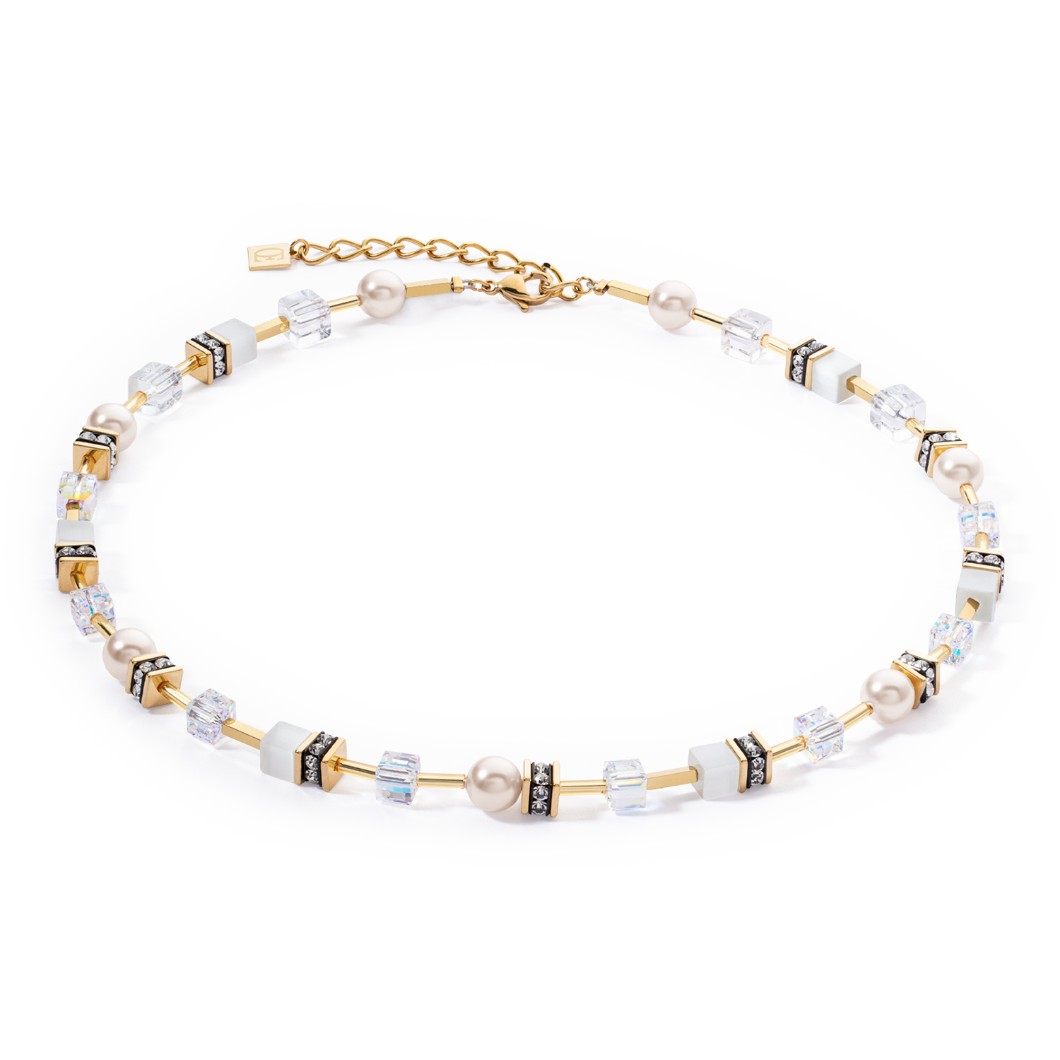 Collier GeoCUBE® Iconic Pearl Mix or-blanc