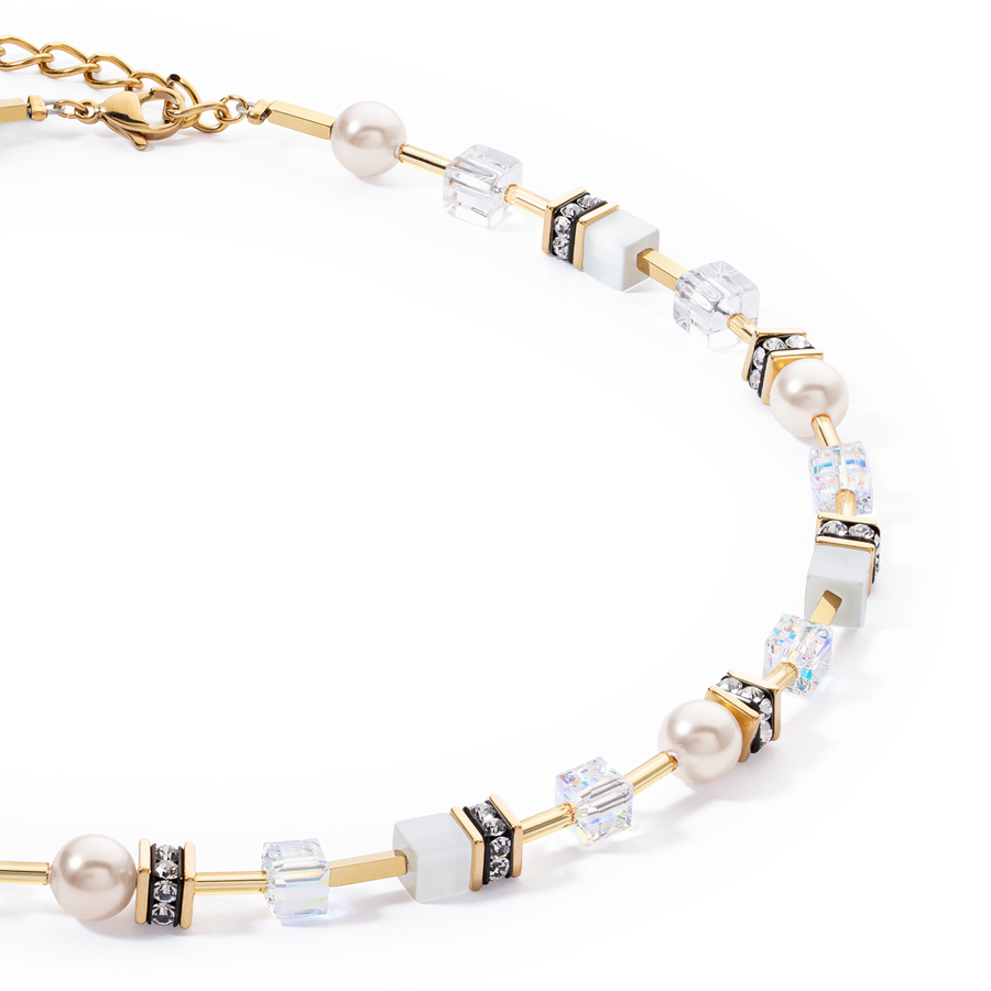 Collier GeoCUBE® Iconic Pearl Mix or-blanc