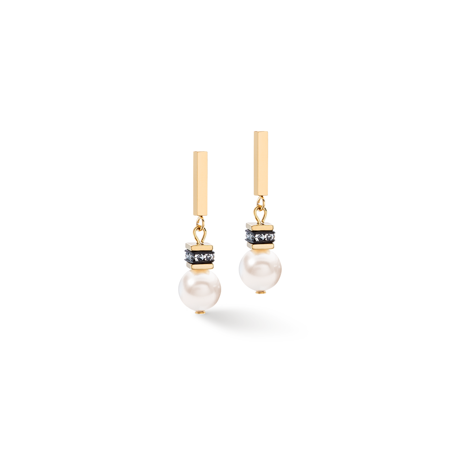 Boucles d'oreilles GeoCUBE® Iconic Pearl Mix or-blanc
