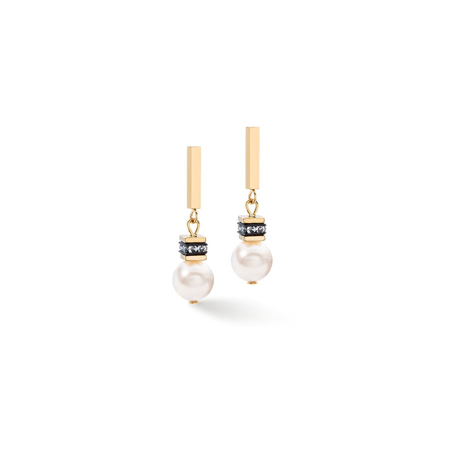 Boucles d'oreilles GeoCUBE® Iconic Pearl Mix or-blanc