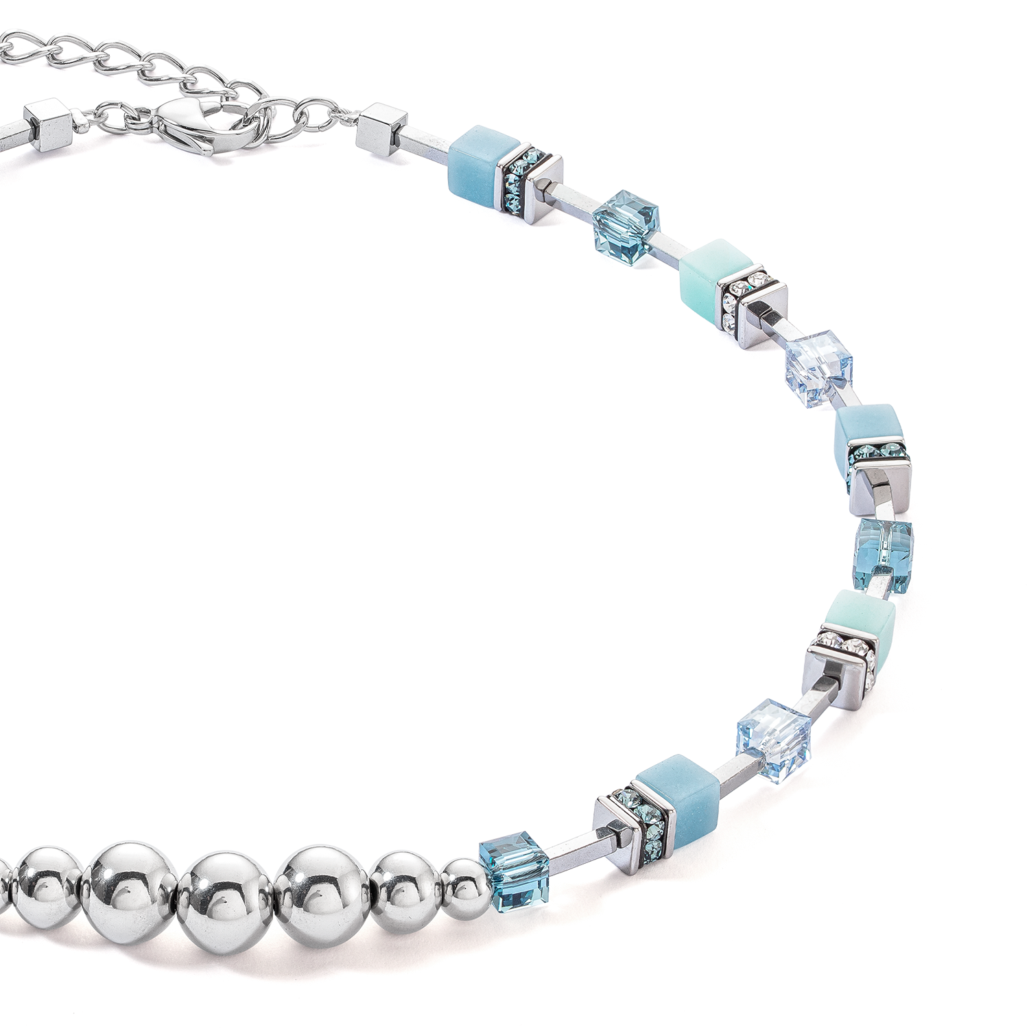 Collier GeoCUBE® Fusion Spheres bleu glacier