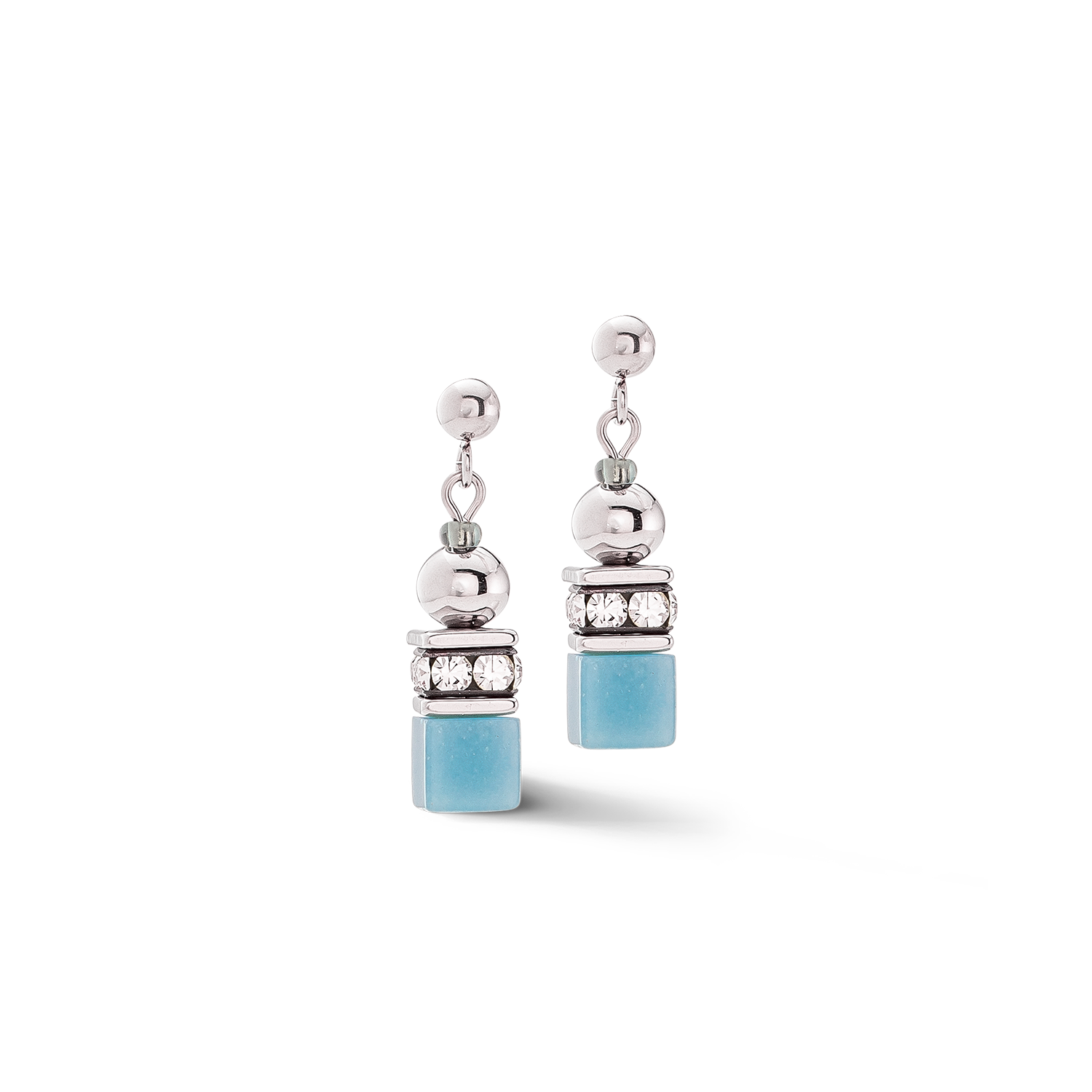 Boucles d'oreilles GeoCUBE® Fusion Spheres bleu glacier