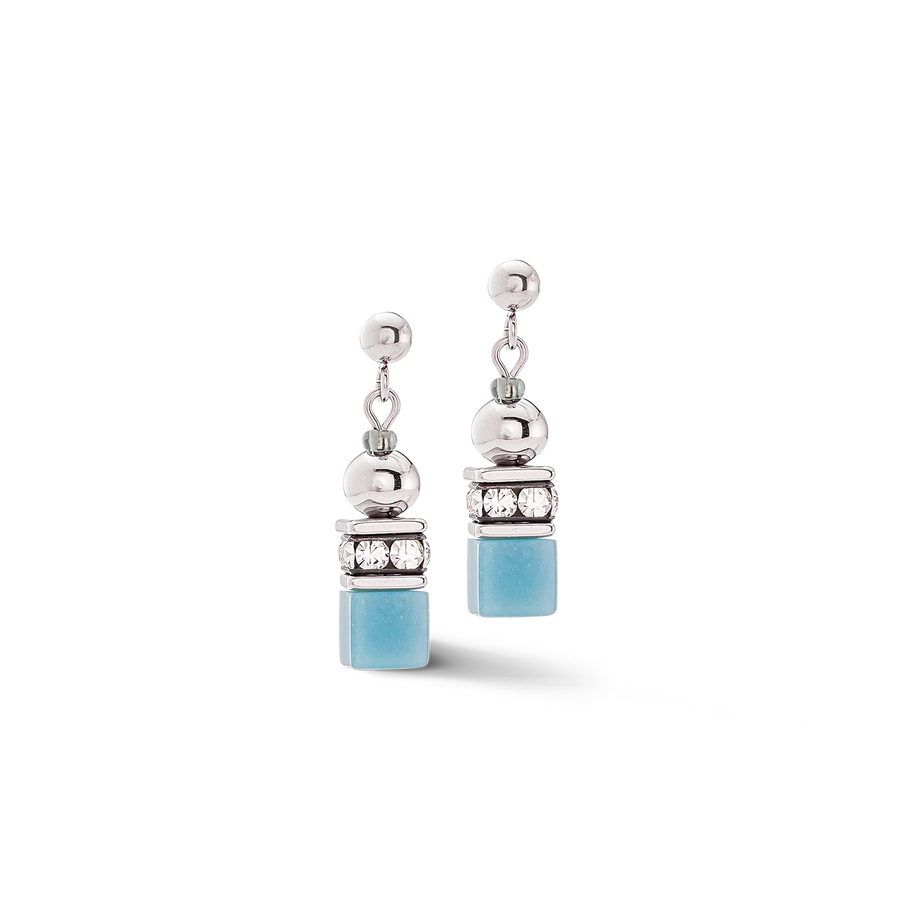 Boucles d'oreilles GeoCUBE® Fusion Spheres bleu glacier