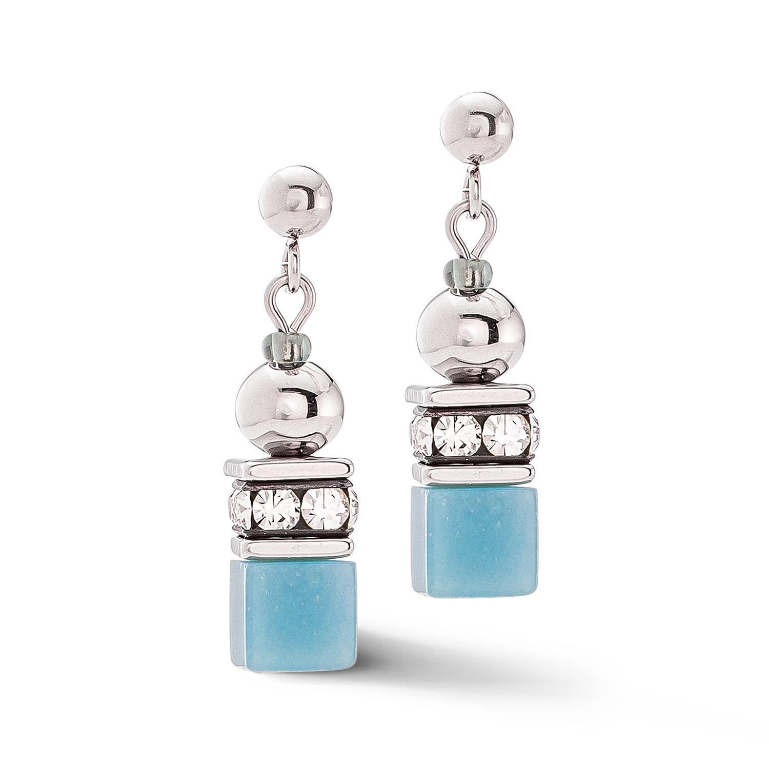 Boucles d'oreilles GeoCUBE® Fusion Spheres bleu glacier