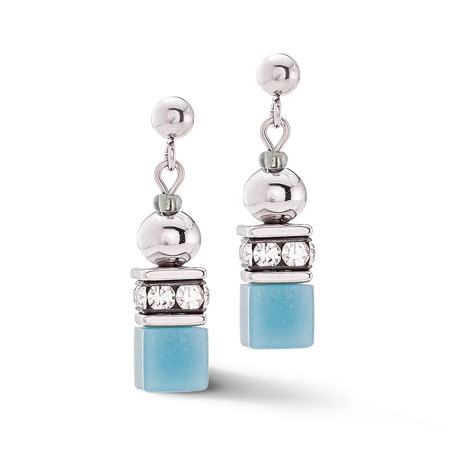 Boucles d'oreilles GeoCUBE® Fusion Spheres bleu glacier