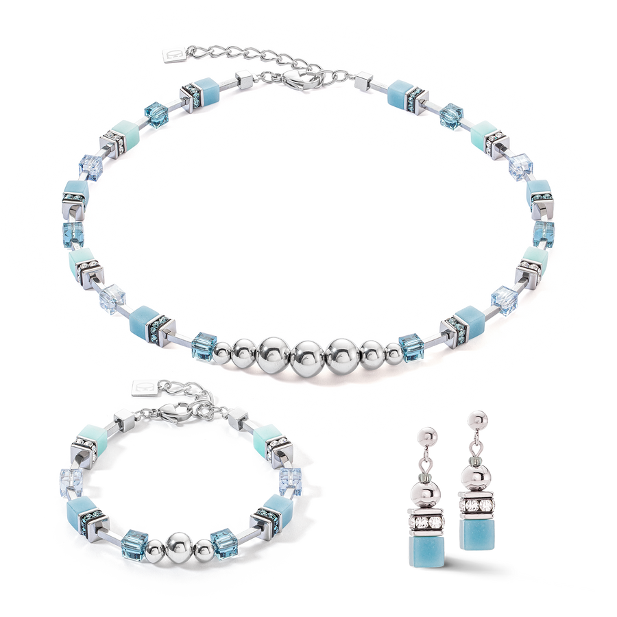 Boucles d'oreilles GeoCUBE® Fusion Spheres bleu glacier