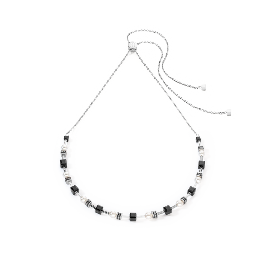 Collier Mysterious Cubes & Pearls argent-noir
