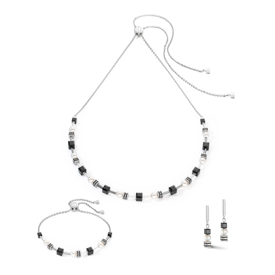 Collier Mysterious Cubes & Pearls argent-noir