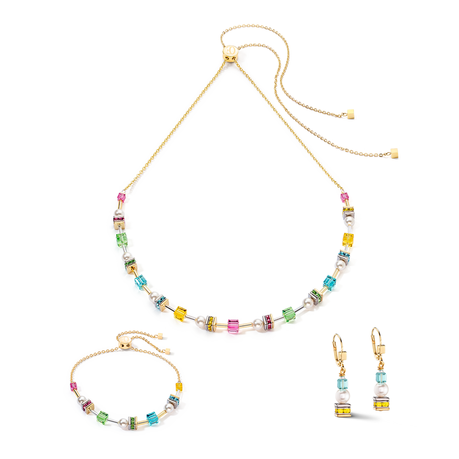 Collier Joyful Cubes & Pearls multicolor