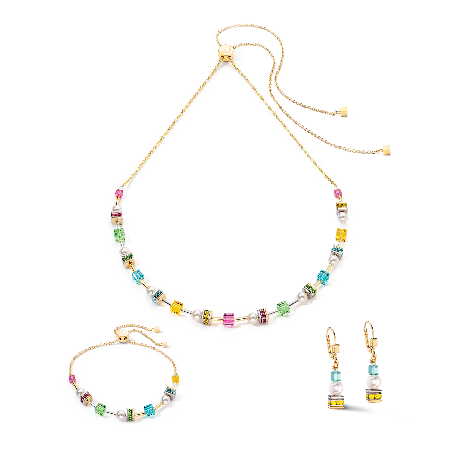 Boucles d'oreilles Joyful Cubes & Pearls multicolor