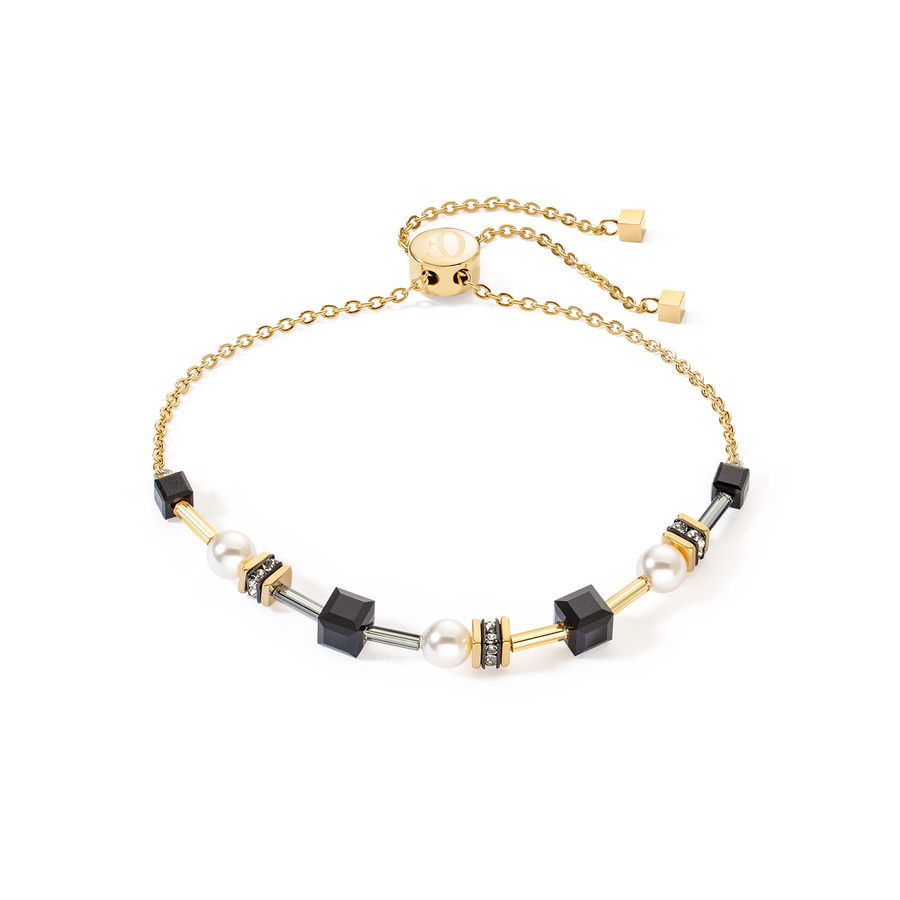 Bracelet Mysterious Cubes & Pearls or-noir