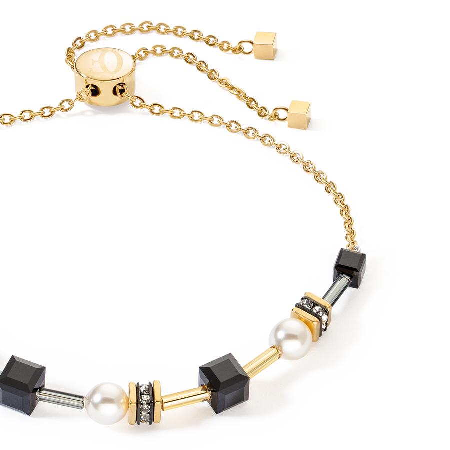 Bracelet Mysterious Cubes & Pearls or-noir
