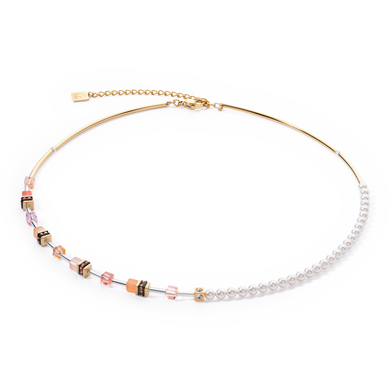 Collier GeoCUBE® Mini Fusion Pearls Apricot Crush
