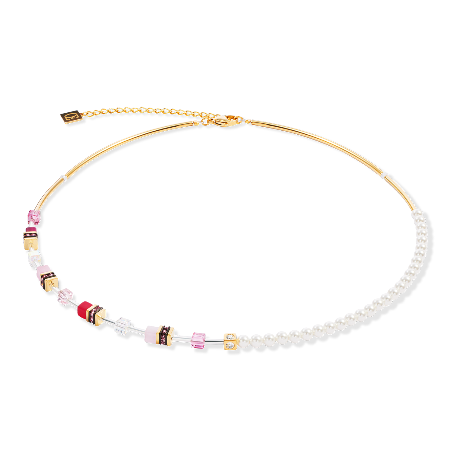 Collier GeoCUBE® Mini Fusion Pearls or-rose