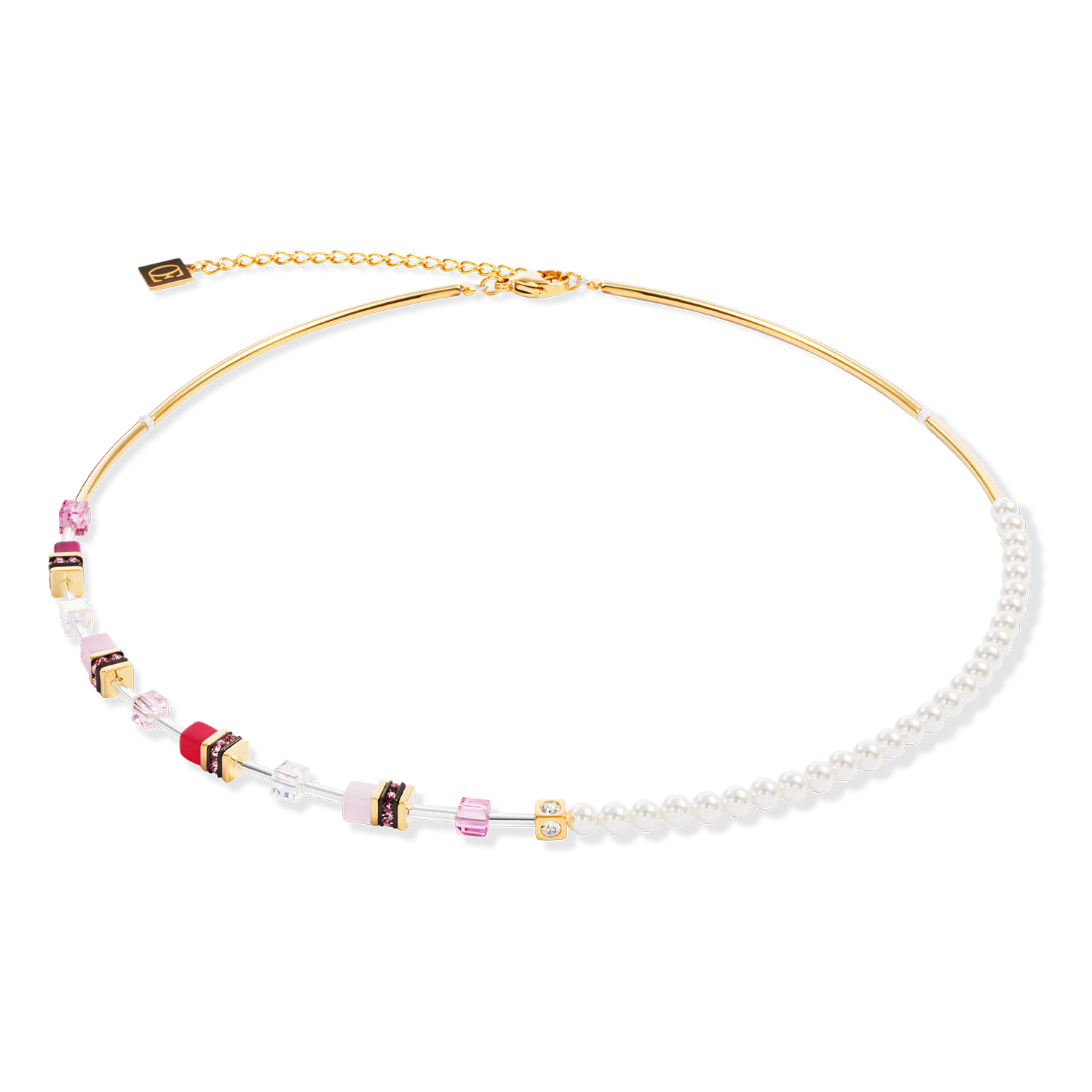 Collier GeoCUBE® Mini Fusion Pearls or-rose