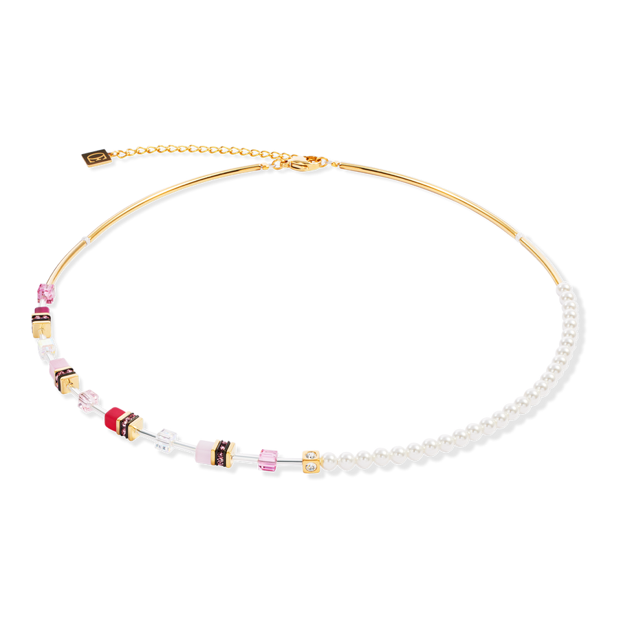 Collier GeoCUBE® Mini Fusion Pearls or-rose