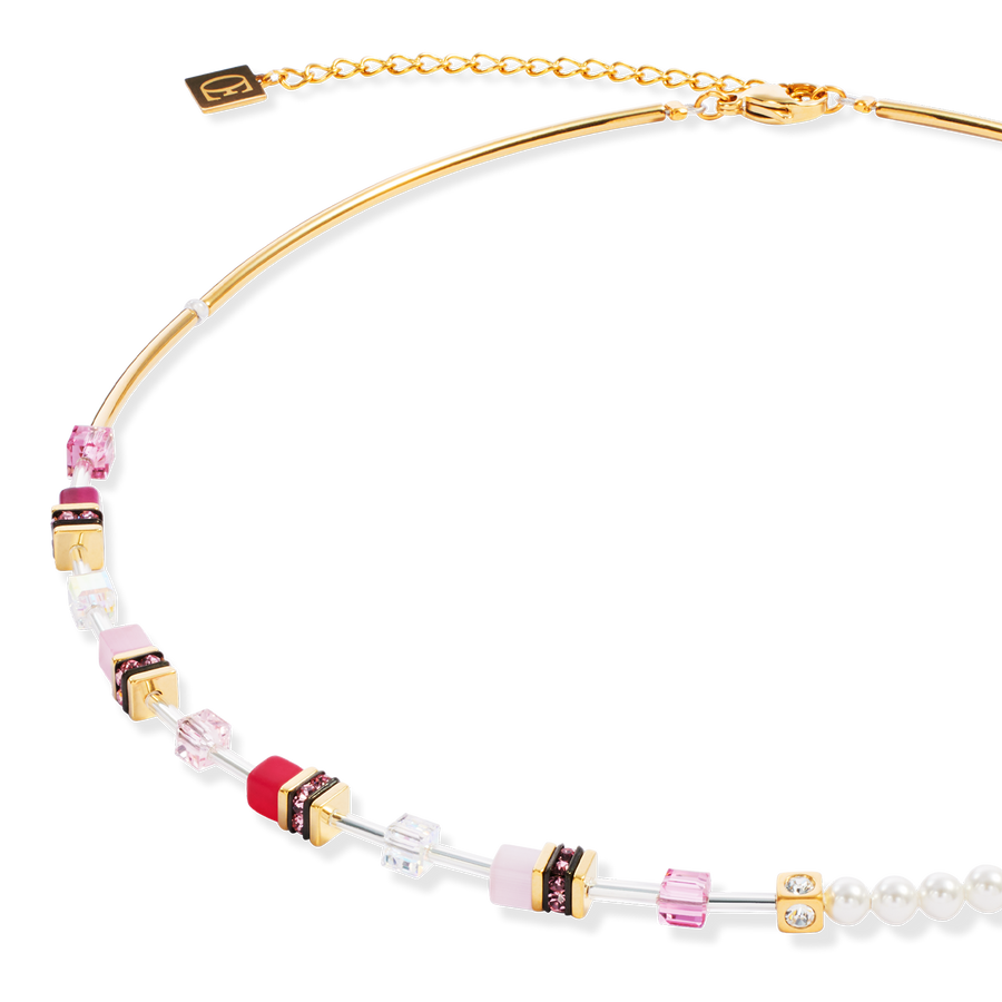 Collier GeoCUBE® Mini Fusion Pearls or-rose
