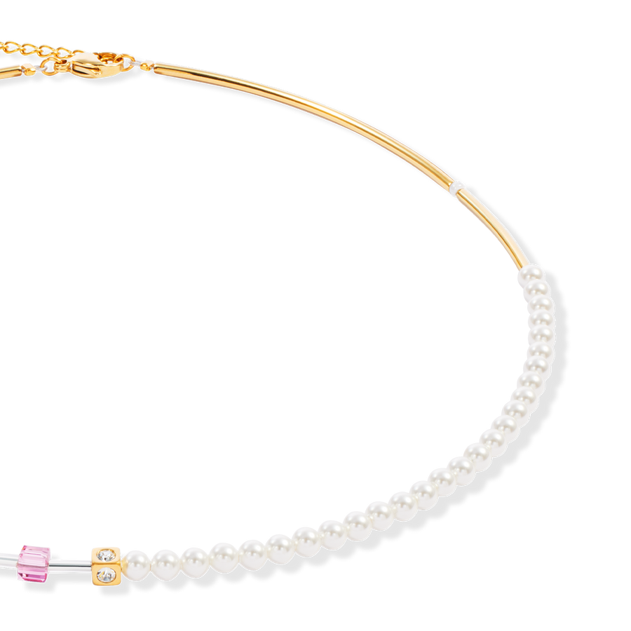 Collier GeoCUBE® Mini Fusion Pearls or-rose