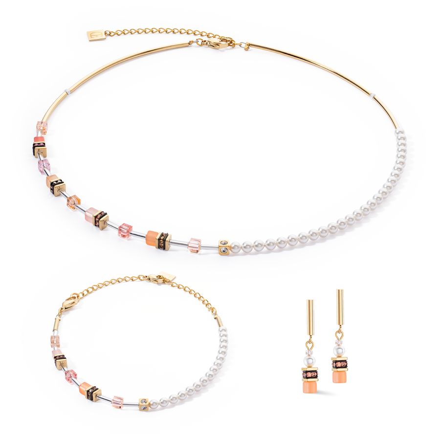 Boucles d'oreilles GeoCUBE® Mini Fusion Pearls Apricot Crush